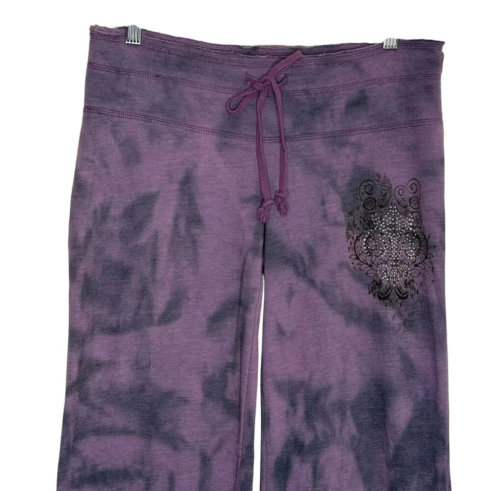 T Party Jacket Low Rise Pants Bundle Set Gothic Rhinestone Tie Dye Purple Gray L